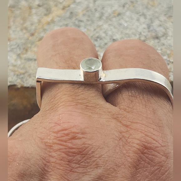 PERHNITE DOUBLE RING HANDMADE IN STERLING SILVER SIZE 9 & ADJUSTABLE - Picture 3 of 16